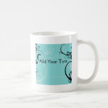Noir et turquoise floraux tasse