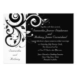 Noir + Invitations inverses blanches de mariage de