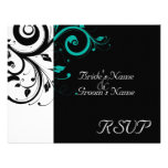 Noir +Mariage blanc de remous d'Aqua assortissant  Invitation Personnalisable