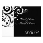 Noir +Mariage inverse blanc de remous assortissant Invitations Personnalisées