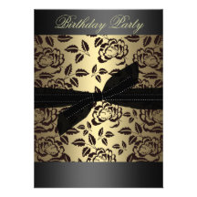 Noir/rose d'or et invitation d'anniversaire d'arc