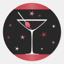 Noir rouge en verre de martini de boissons élégant autocollants
