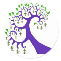 NOLA FLEUR DE LIS TREE ROUND STICKER