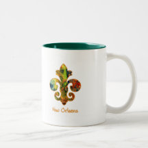 NOLA Painted Fleur de lis (2) Coffee Mug