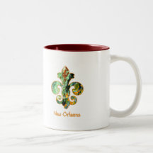 NOLA Painted Fleur de lis (6) Coffee Mugs