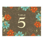 Nombre floral crème orange de table de mariage d'a cartes postales