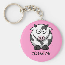 Nommé personnalisé - vache mignonne à bande dessin porte-clef