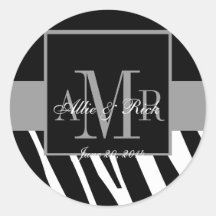 Noms de monogramme de zèbre d'autocollants de mari
