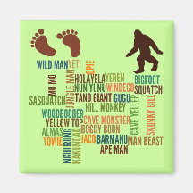 Noms pour Bigfoot Aimant Pour Réfrigérateur