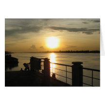 Nong Khai Sunset ... Isaan, Thailand Greeting Cards