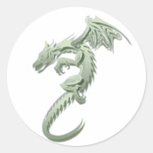 Norbert the Metallic Green Dragon Round Sticker