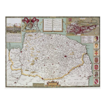 Norfolk, engraved by Jodocus Hondius Post Card
