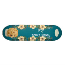Norfolk Terrier - Turquoise Floral Design Skate Board