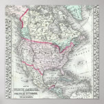 North America and the United States Antique Map Print