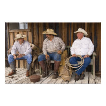 North America, USA. Cowboys relaxing and