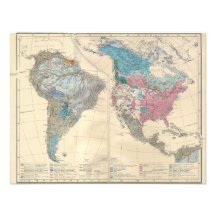 North and South America Ethnic Map from 1880 Personalized Invitation