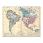 North and South America Ethnic Map from 1880 Photo Print