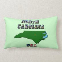 North Carolina Map and Text Pillow