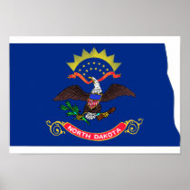 North Dakota Flag Map Poster