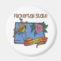 North Dakota Flickertail State Meadowlark Rose Fridge Magnet