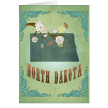 North Dakota State Map – Green Greeting Card