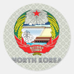 North Korea Coat of Arms Round Stickers