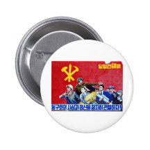 North Korean Communist Party Poster Pinback Button
