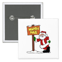 North Pole Santa Pinback Button