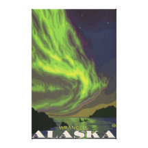 Northern Lights and Orcas - Wrangell, Alaska Stretched Canvas Print