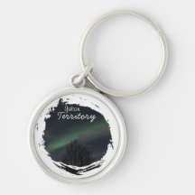 Northern Lights in Boreal Forest; Yukon Souvenir Keychain
