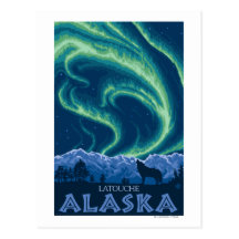 Northern Lights - Latouche, Alaska Postcard