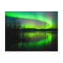 Northern lights mirrored on lake postcards