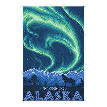 Northern Lights - Petersburg, Alaska Stretched Canvas Prints