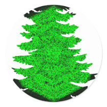 Northern Lights Pine Round Stickers