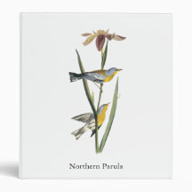 Northern Parula, John Audubon 3 Ring Binder