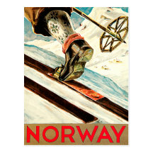 Norway - Home of Skiing Travel Art Postcard