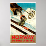 Norway - Home of Skiing Travel Art