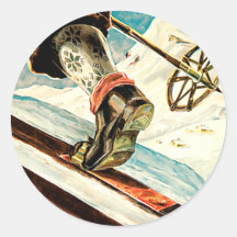 Norway - Home of Skiing Travel Art Round Sticker