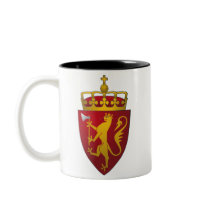 Norwegian Coat of Arms in Red and Gold Coffee Mugs