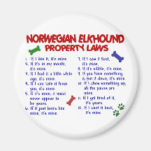 NORWEGIAN ELKHOUND Property Laws 2 Fridge Magnet