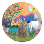 Norwegian Forest Cat - Fantasy Land Round Sticker