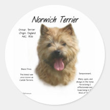 Norwich Terrier History Design Round Stickers