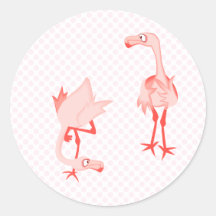Nosey flamingo round stickers