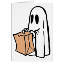 Not So Spooky Halloween Ghost Trick or Treater Greeting Cards