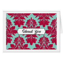 Not Your Traditional Damask Thank You Note Card