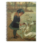 Notebook Vintage Victorian Feeding Trumpeter Swans