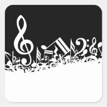 Notes musicales brouillées autocollants carrés