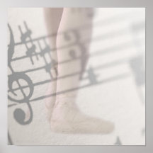 notes musicales de chaussures de ballet posters
