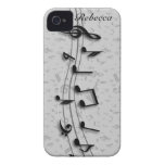 Notes musicales noires et grises personnalisées coque Case-Mate iPhone 4