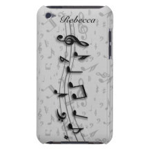 Notes musicales noires et grises personnalisées étui barely there iPod